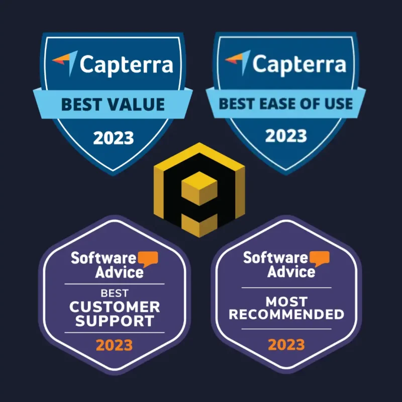 Award image showing Capterra and Software Advice badges for Best Value and Best Ease of Use