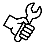 Hand gripping a wrench, representing repair or maintenance services.